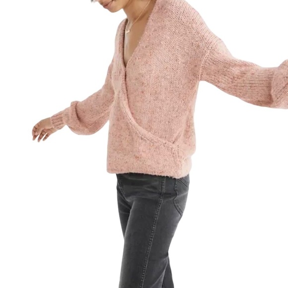 Madewell Sweaters - Madewell Beresford Wrap Front Pullover Sweater V Neck Chunky Flecked Yarn AD045
